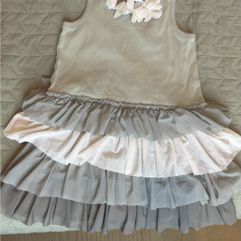 Hanna Andersson Sage Dress with Floral Detail